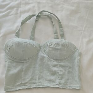 Women’s Sage Bustier Crop Top with Supportive Cups